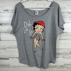 Vintage Bay Island Sportswear Betty Boop Tee Heather Gray Ooh La La Rare French